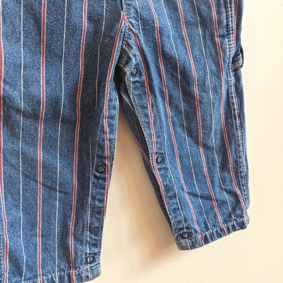 Vtg 90s Lee Jeans Overalls Boys Sz 24m Denim Red Stripe Classic - Picture 4 of 6